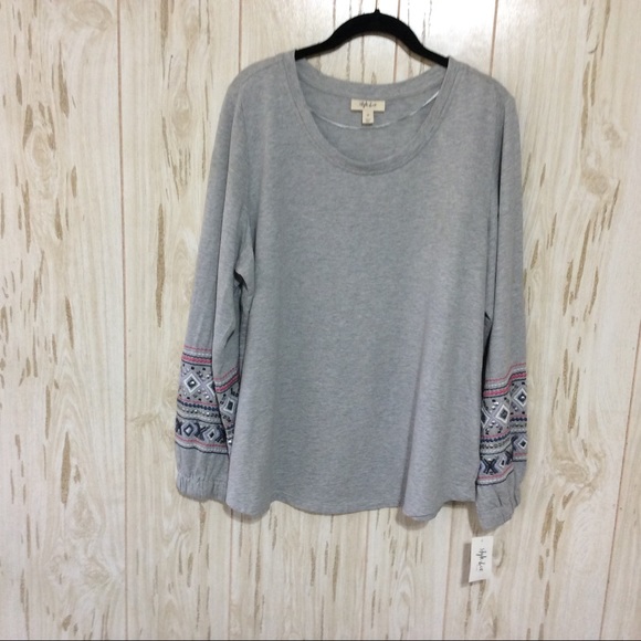 Style & Co. Tops - Style & Co Embroidered Crewneck Pullover Top 1X